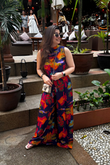 Mavrica- Printed Side Cut Sleeveless Jumpsuit