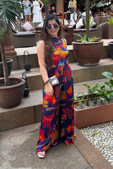 Mavrica- Printed Side Cut Sleeveless Jumpsuit
