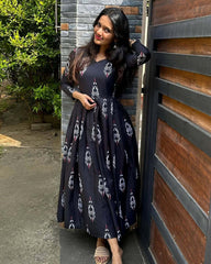 KARKI-LONG WESTERN FLORAL DRESS