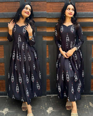 KARKI-LONG WESTERN FLORAL DRESS