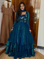 Adhira-Designer Heavy Fancy Embroidered Peplum Lehenga with Dupatta set