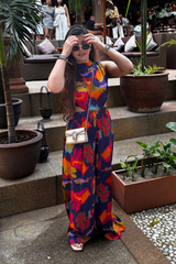 Mavrica- Printed Side Cut Sleeveless Jumpsuit