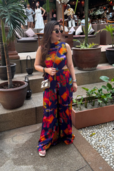 Mavrica- Printed Side Cut Sleeveless Jumpsuit