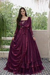 Adhira-Designer Heavy Fancy Embroidered Peplum Lehenga with Dupatta set