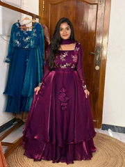 Adhira-Designer Heavy Fancy Embroidered Peplum Lehenga with Dupatta set