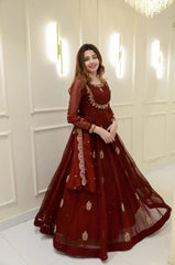 Hurain-Anarkali Long Gown With Dupatta