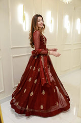 Hurain-Anarkali Long Gown With Dupatta