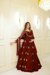 Hurain-Anarkali Long Gown With Dupatta