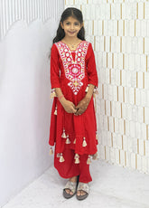 Morni-kids Traditional Cotton Mirror Embroidery Kurti Set