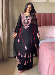 SANGINI – Traditional Cotton Mirror Embroidery Kurti Set