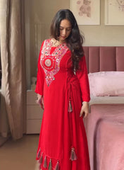 SANGINI – Traditional Cotton Mirror Embroidery Kurti Set