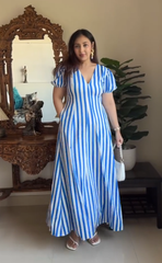 BlueBerry-Stylish A-line Long Western Dress