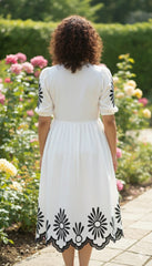 Henna -White Elegent Midi Western Wear