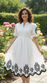 Henna -White Elegent Midi Western Wear