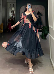 GULAABO-LONG WESTERN FLORAL FROCK