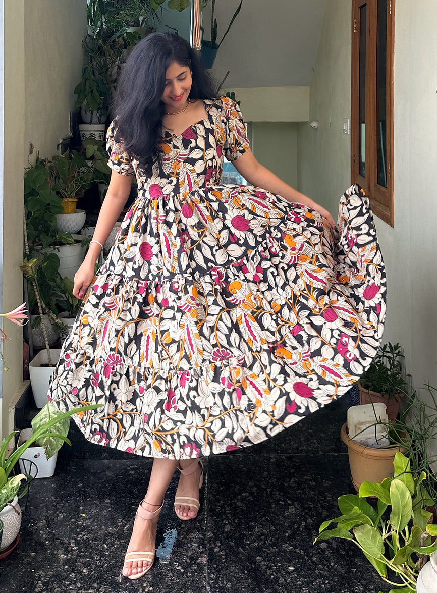 KHANAK  FLORAL MIDI DRESS