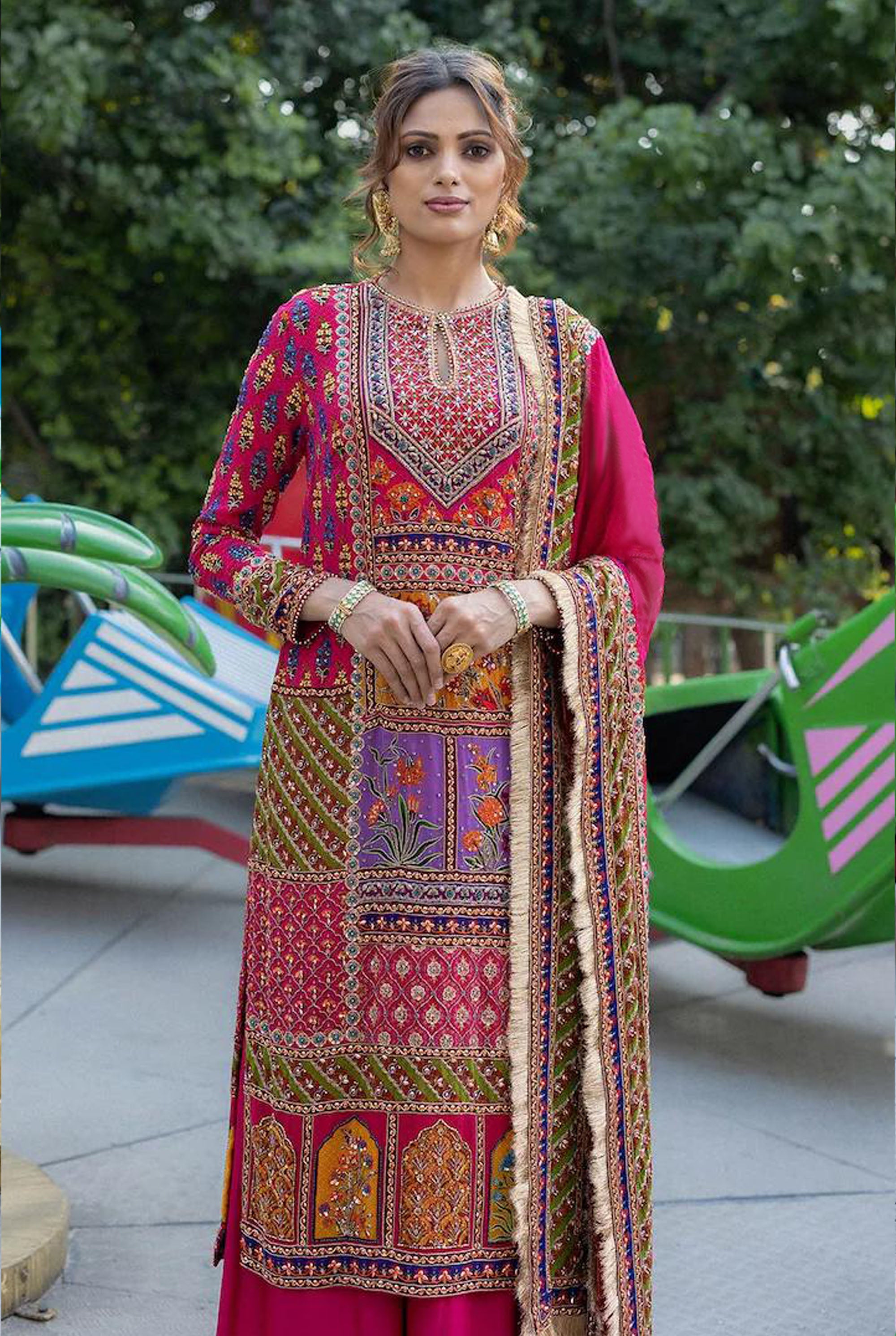 Rang Heavy Embroidered And Printed Kurta Sharara Set