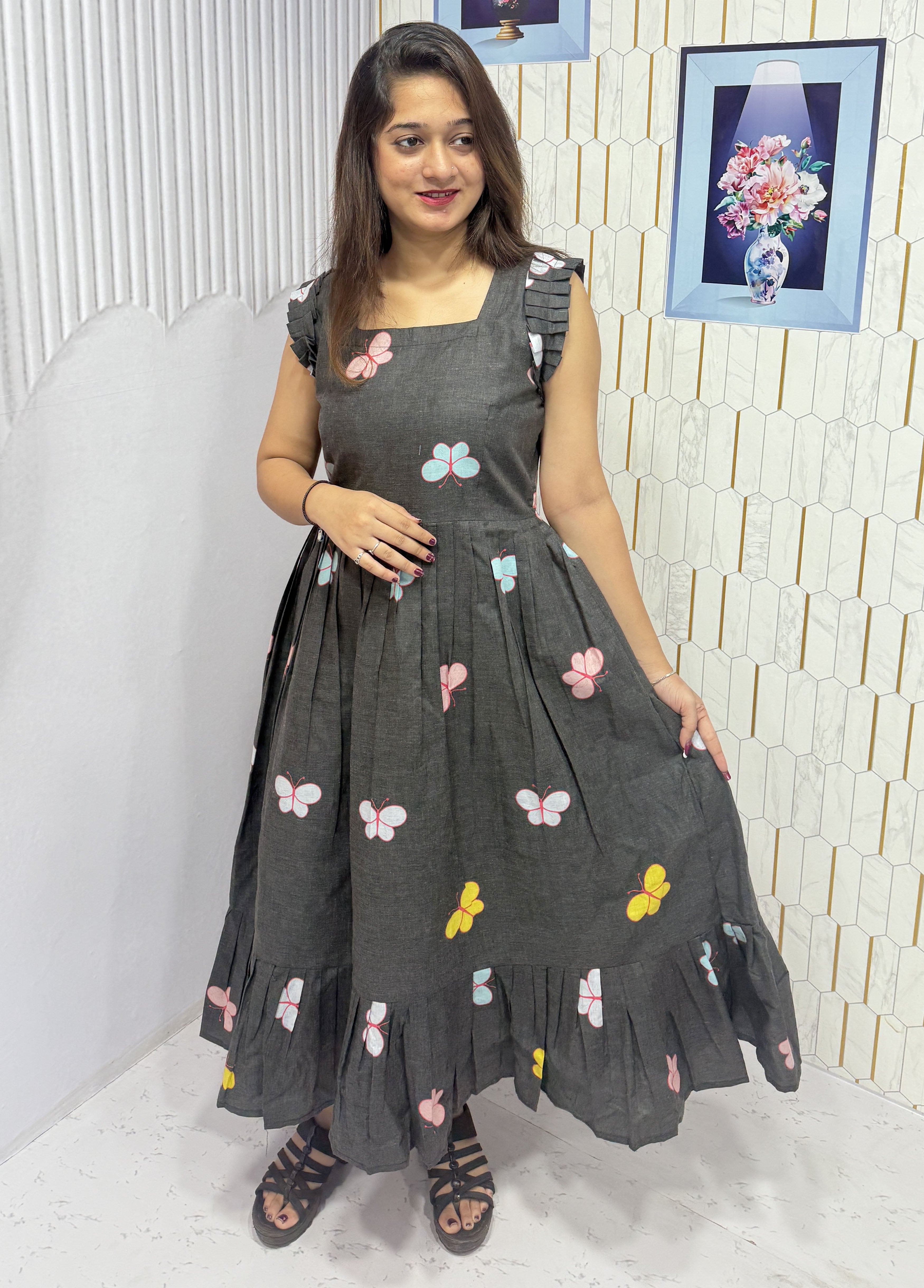 BUTTERFLY-COTTON PRINTED WESTERN FROCK