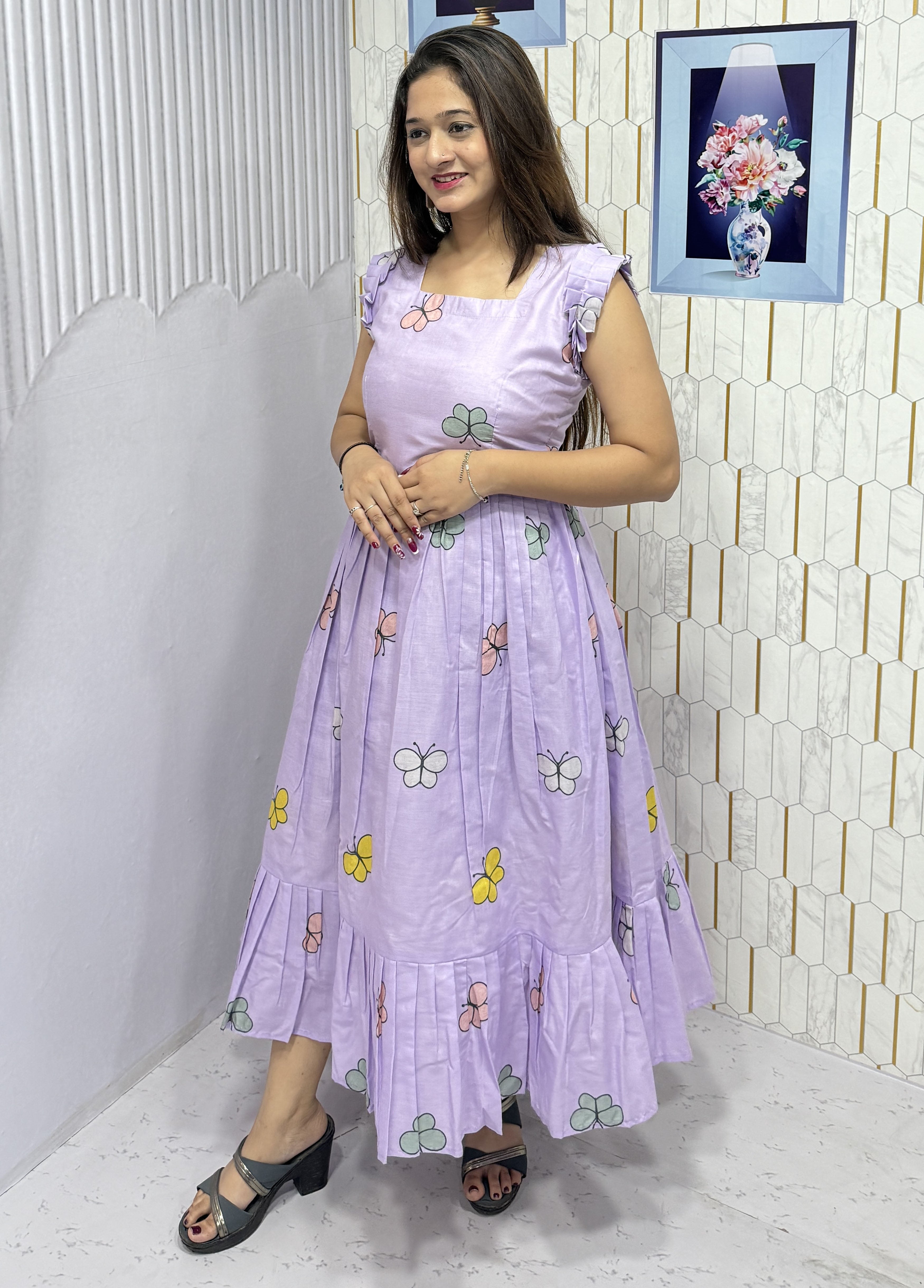 BUTTERFLY-COTTON PRINTED WESTERN FROCK