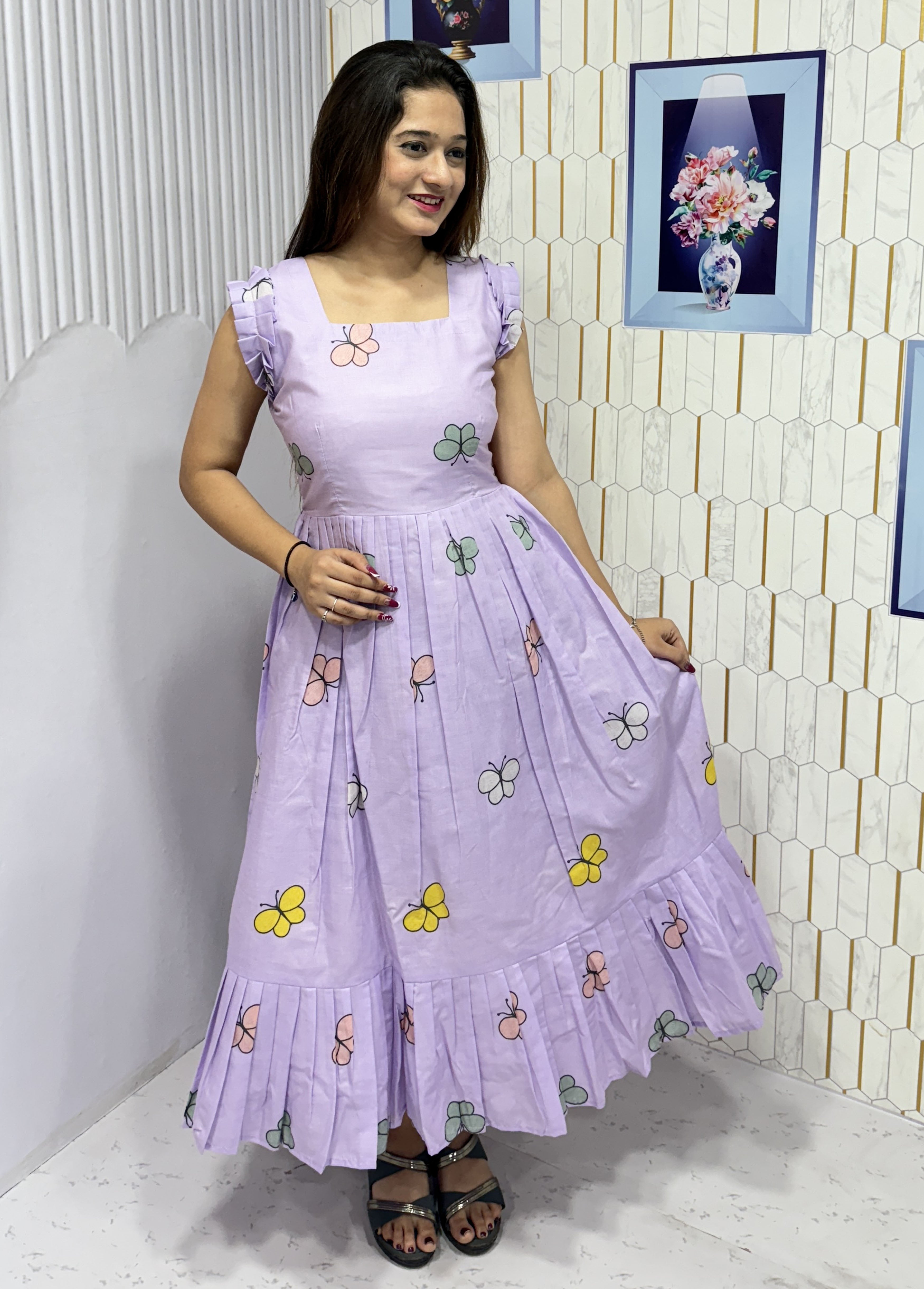 BUTTERFLY-COTTON PRINTED WESTERN FROCK