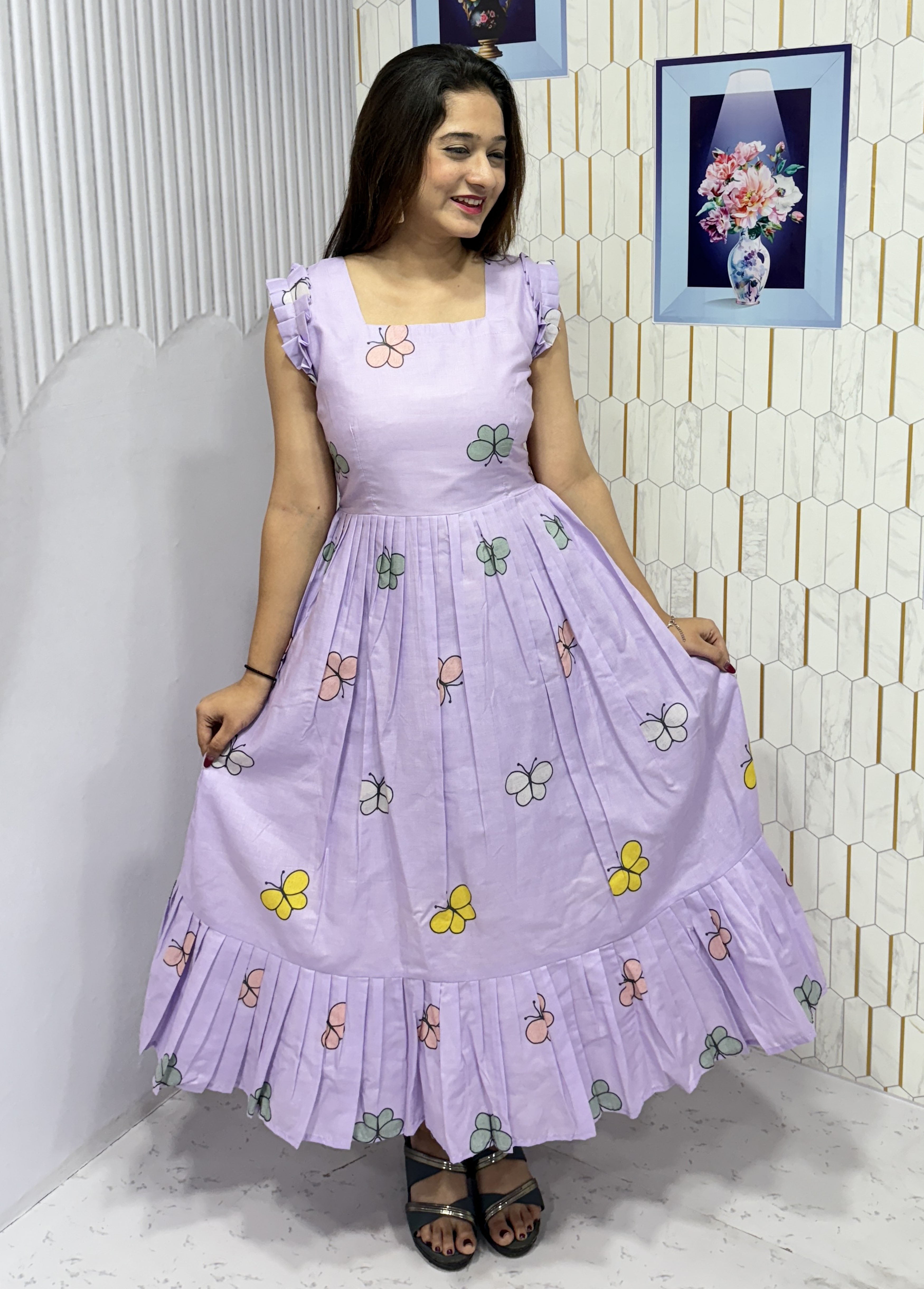BUTTERFLY-COTTON PRINTED WESTERN FROCK