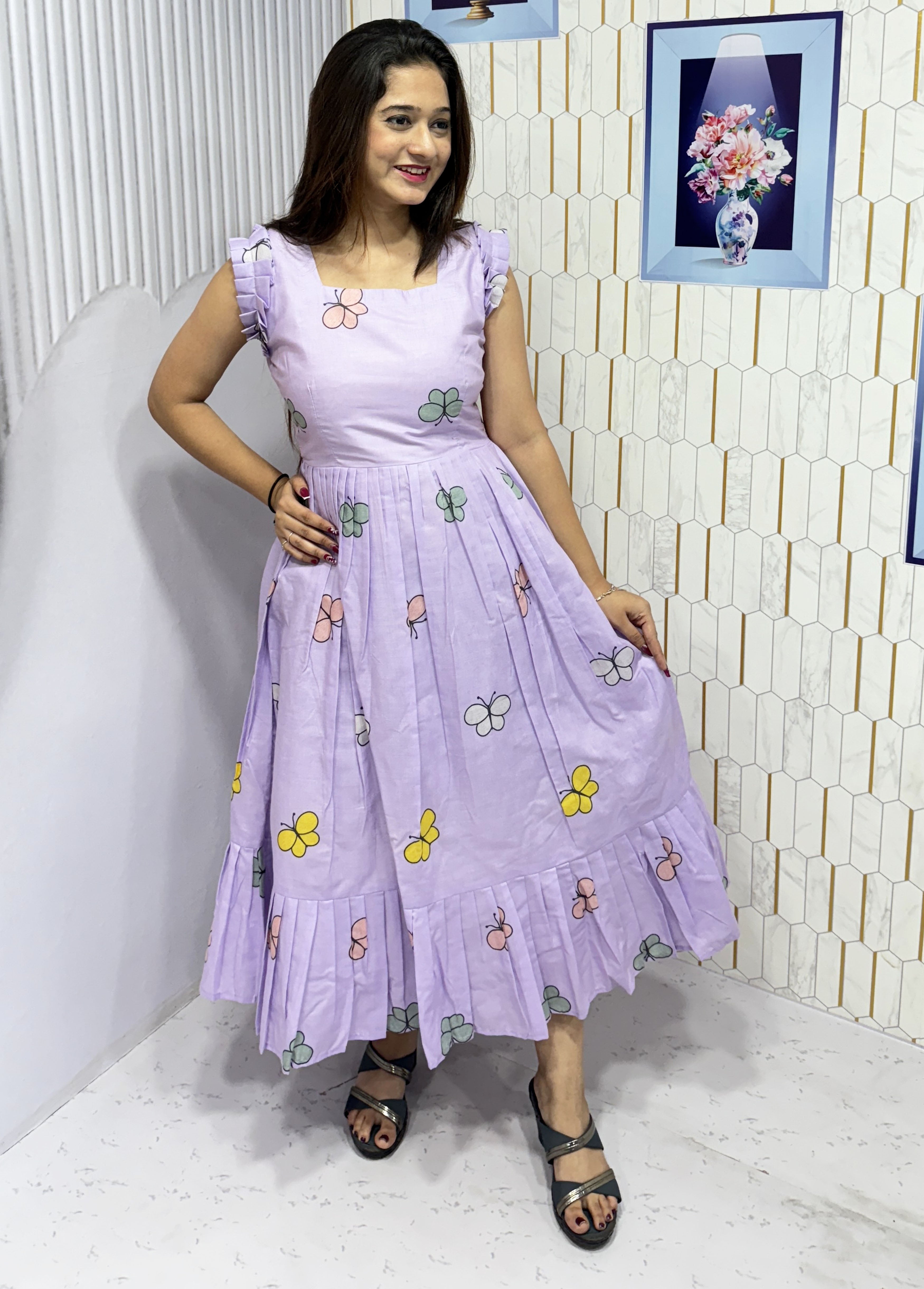 BUTTERFLY-COTTON PRINTED WESTERN FROCK