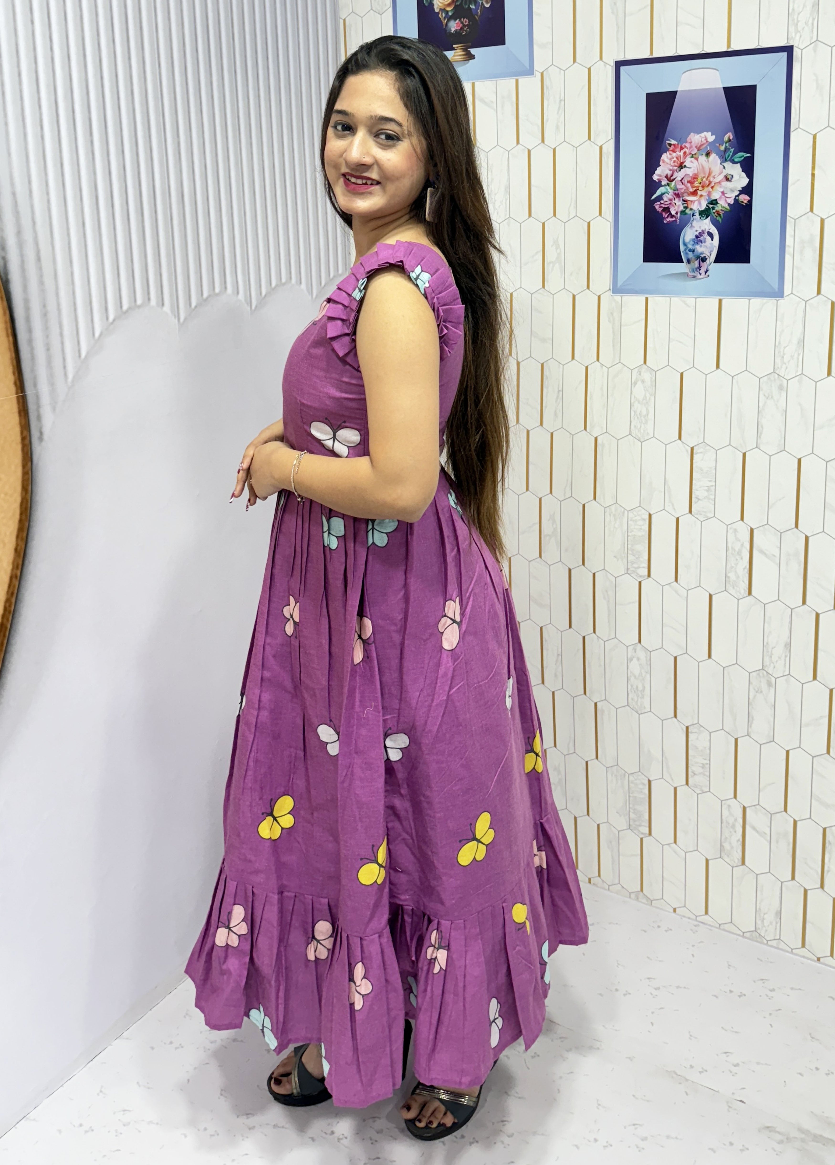 BUTTERFLY-COTTON PRINTED WESTERN FROCK