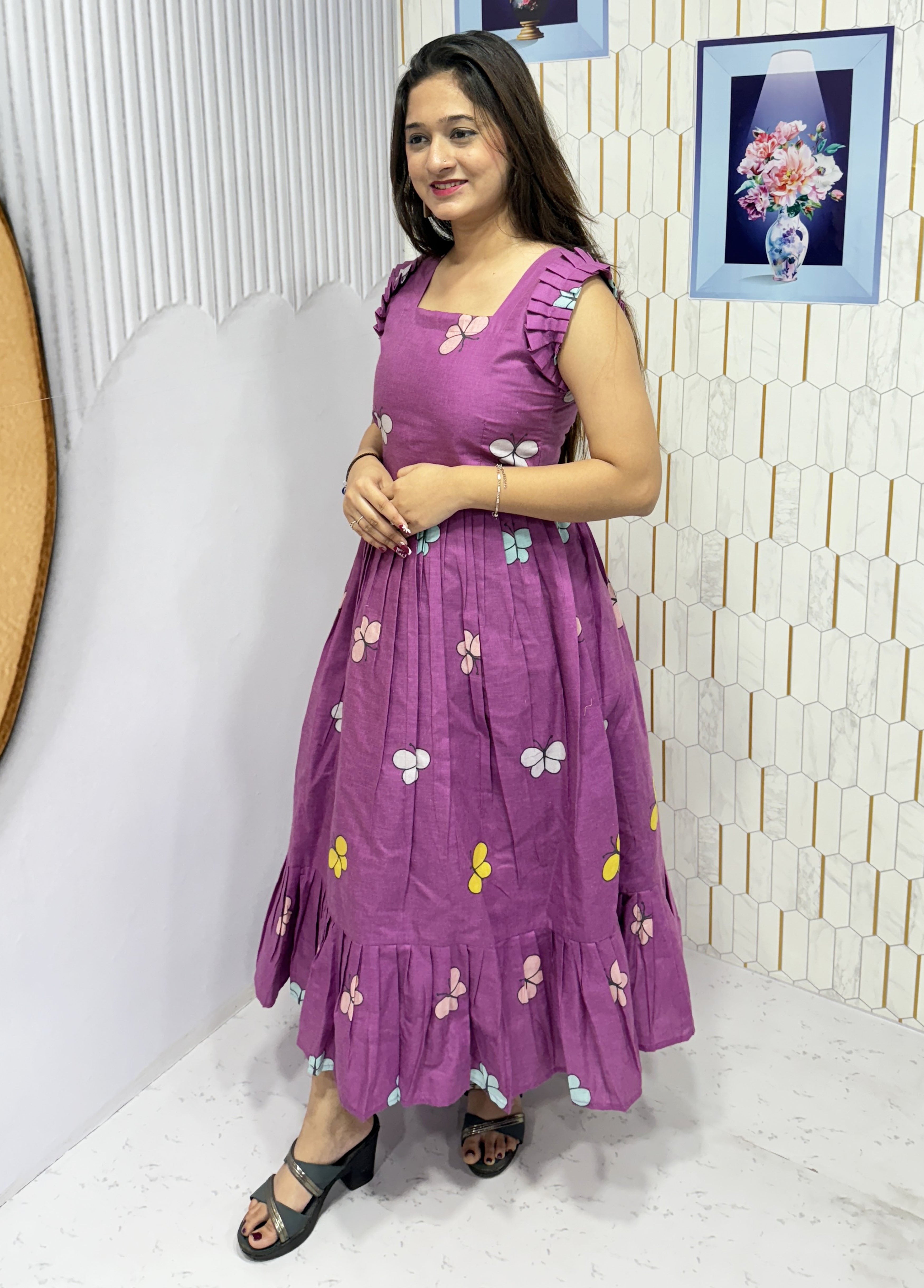 BUTTERFLY-COTTON PRINTED WESTERN FROCK
