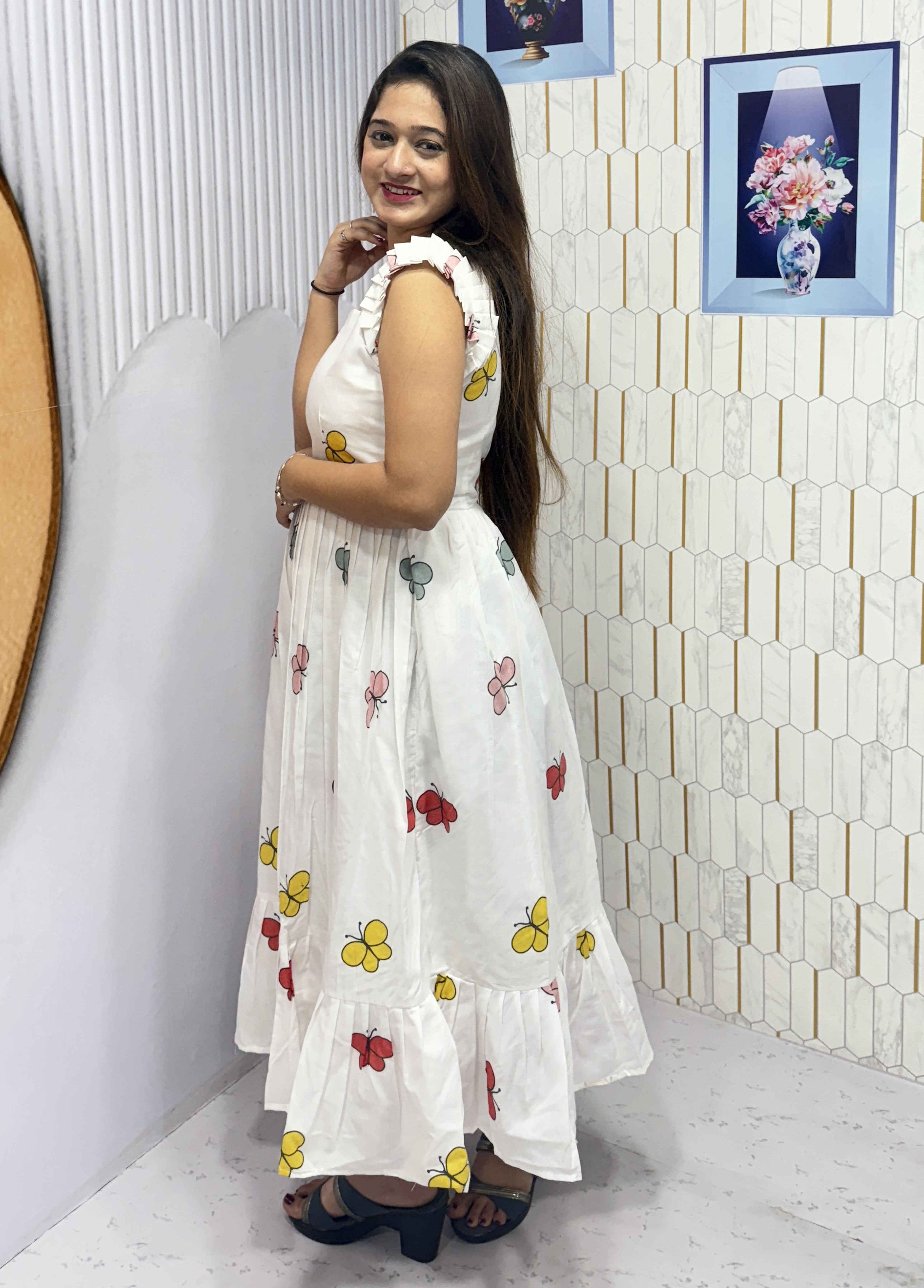 BUTTERFLY-COTTON PRINTED WESTERN FROCK