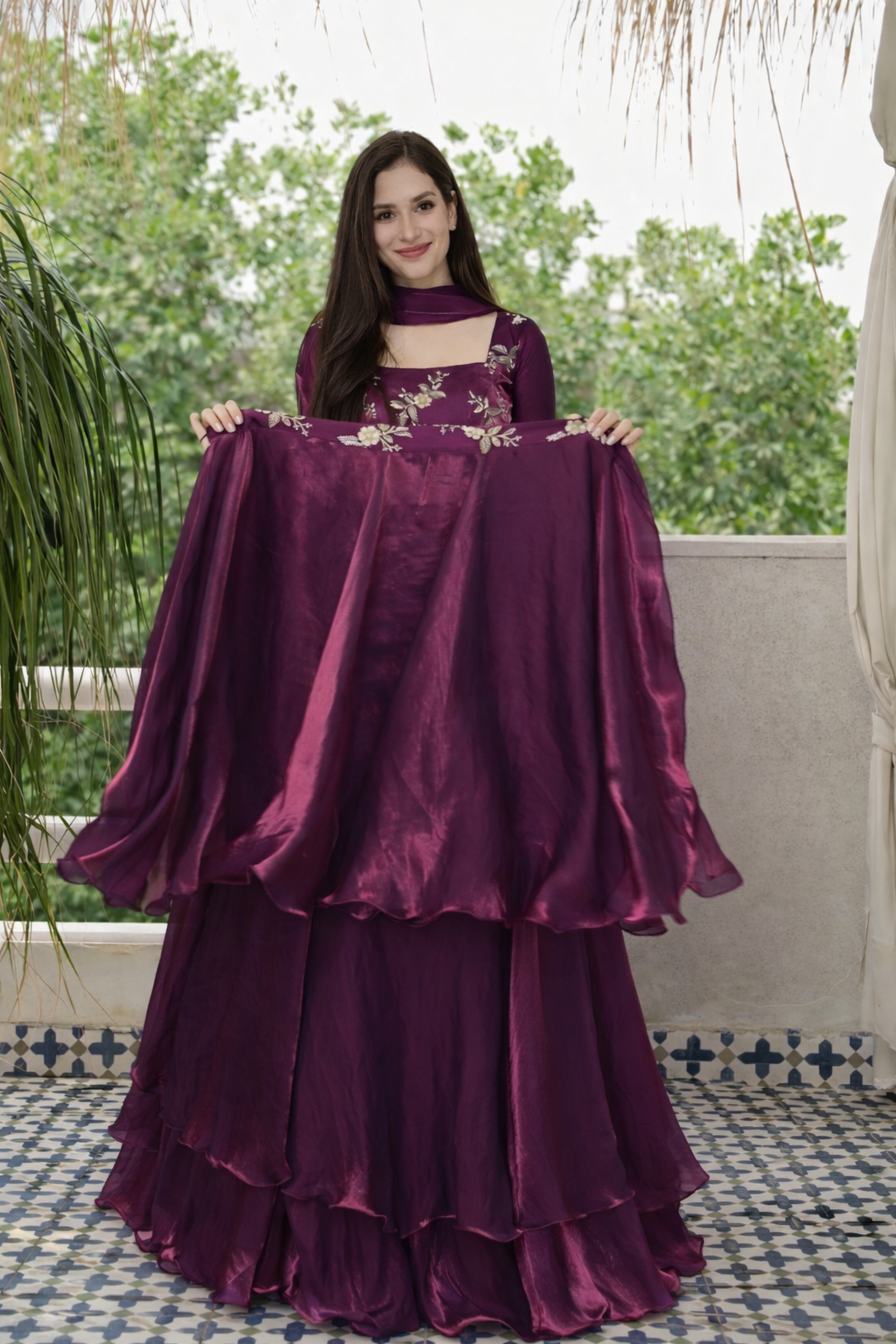 Adhira-Designer Heavy Fancy Embroidered Peplum Lehenga with Dupatta set