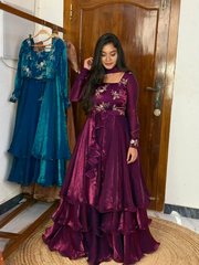 Adhira-Designer Heavy Fancy Embroidered Peplum Lehenga with Dupatta set