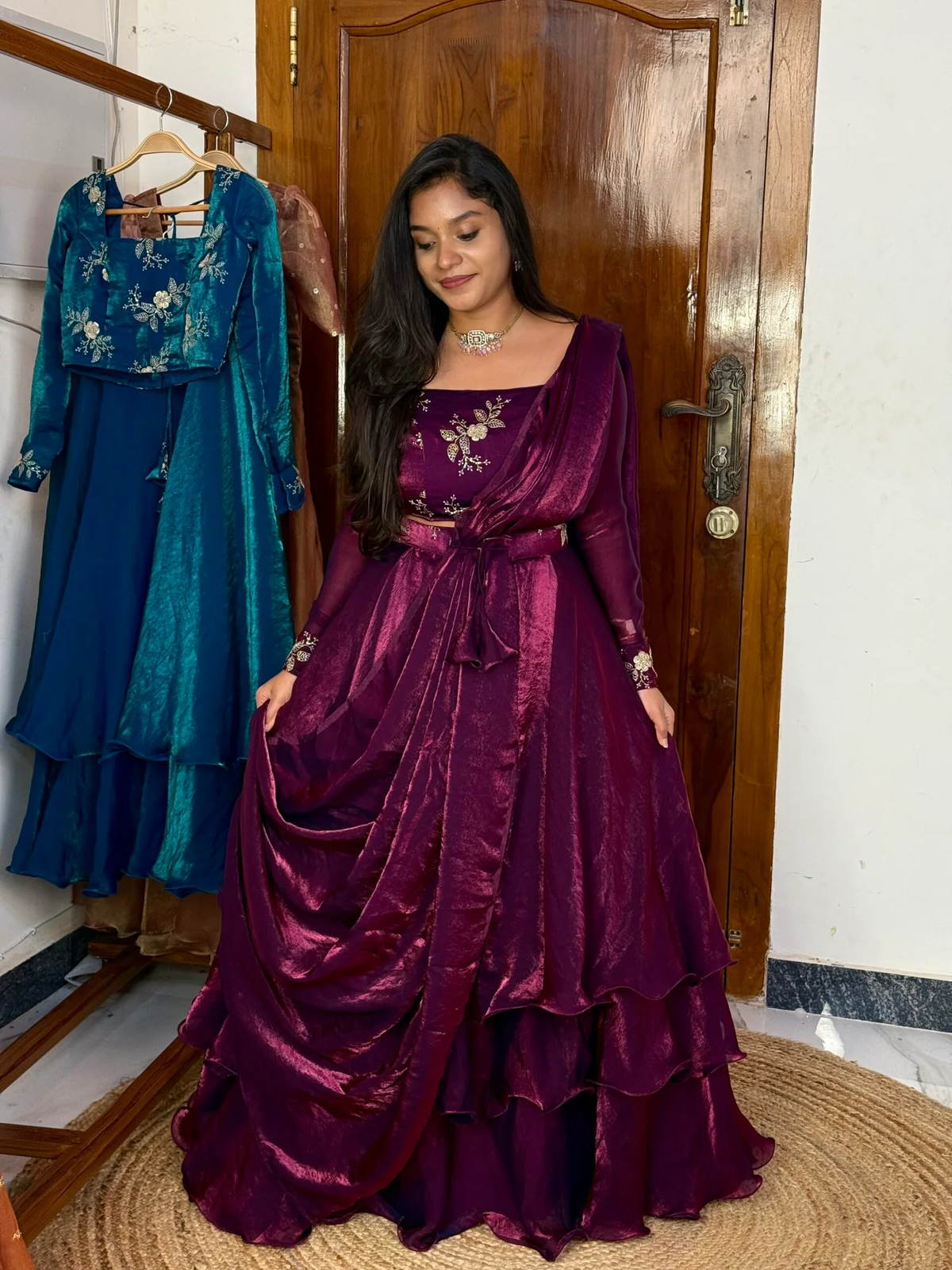 Adhira-Designer Heavy Fancy Embroidered Peplum Lehenga with Dupatta set