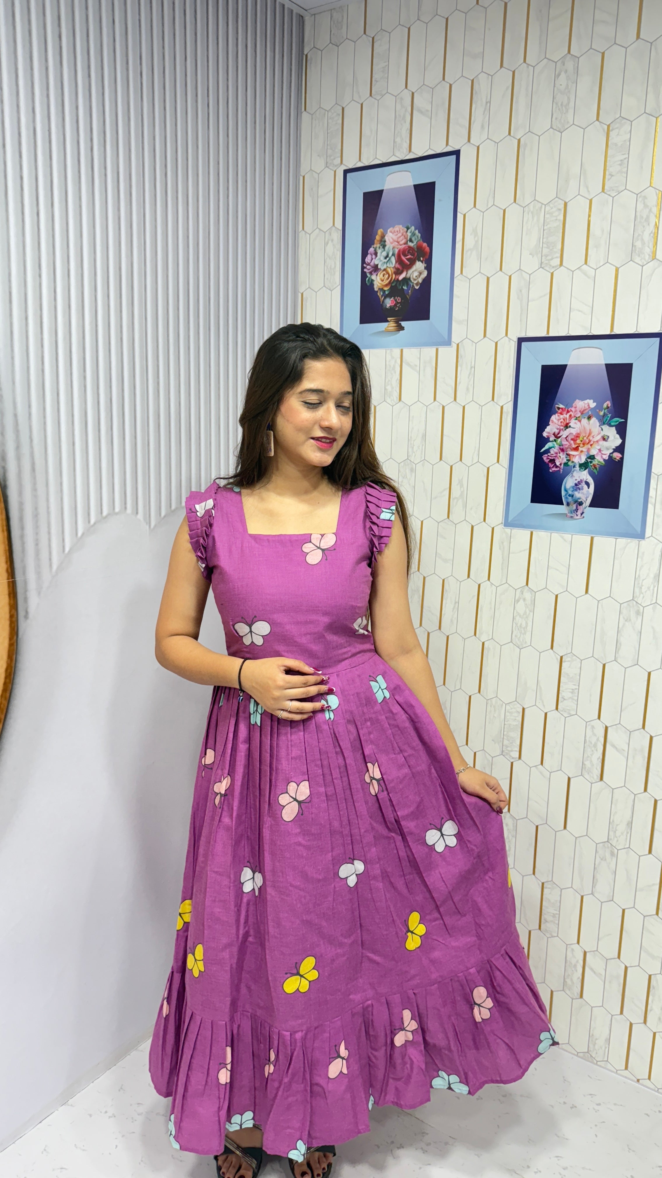 BUTTERFLY-COTTON PRINTED WESTERN FROCK