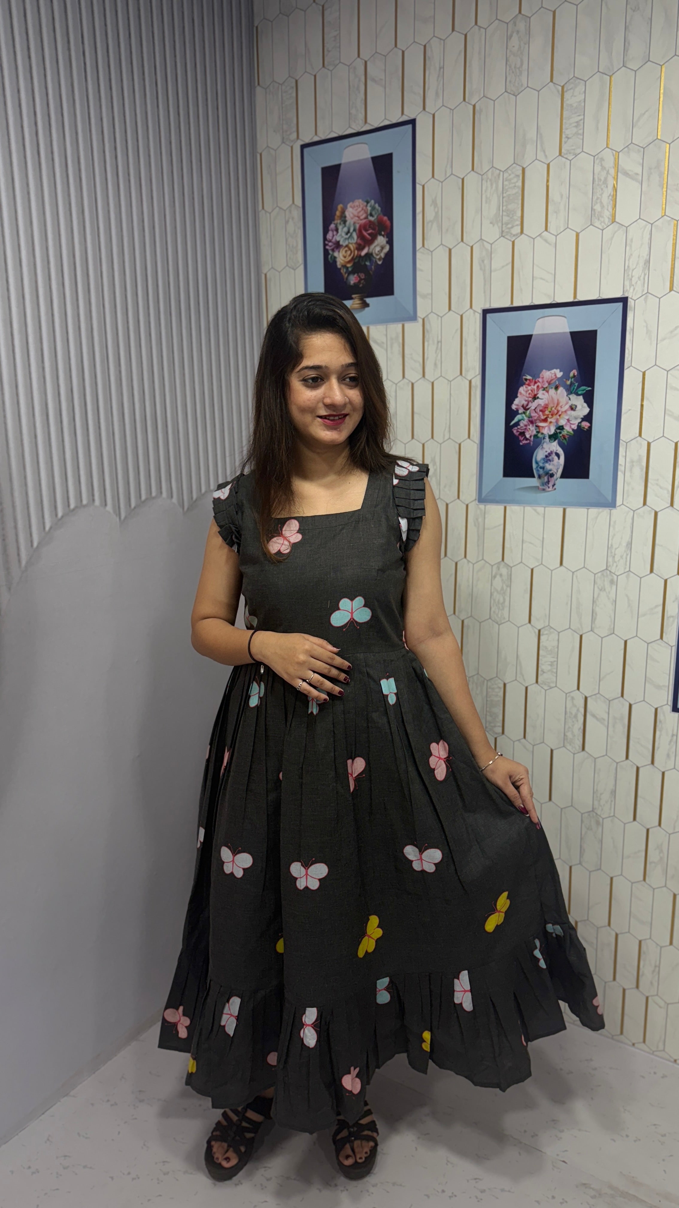 BUTTERFLY-COTTON PRINTED WESTERN FROCK
