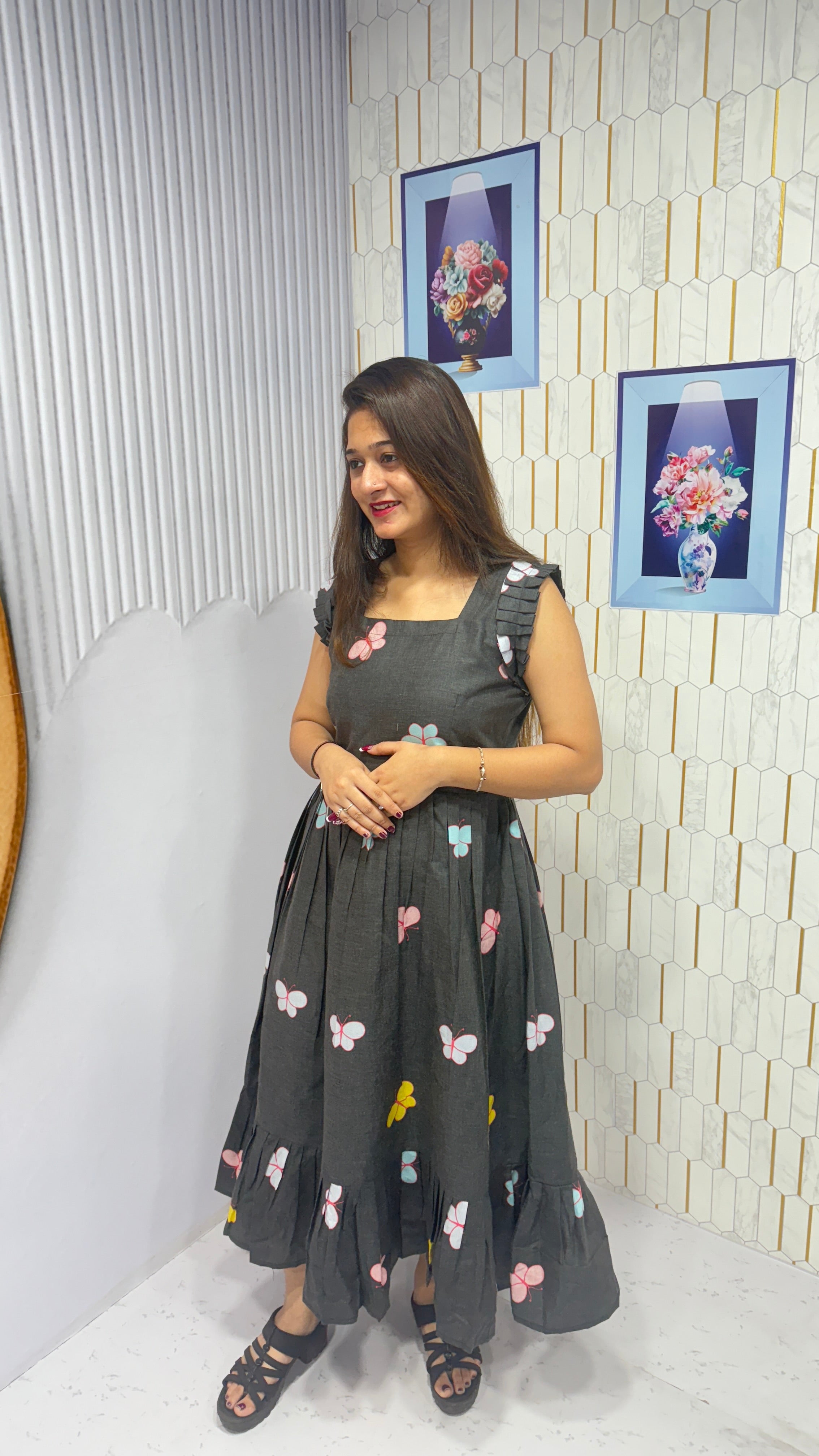 BUTTERFLY-COTTON PRINTED WESTERN FROCK
