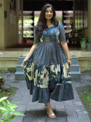 Peeyara - Elegant Muslin Flare Wester Wear