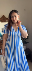 BlueBerry-Stylish A-line Long Western Dress