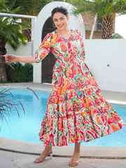 Elara-Long flare casual / festive wear dress