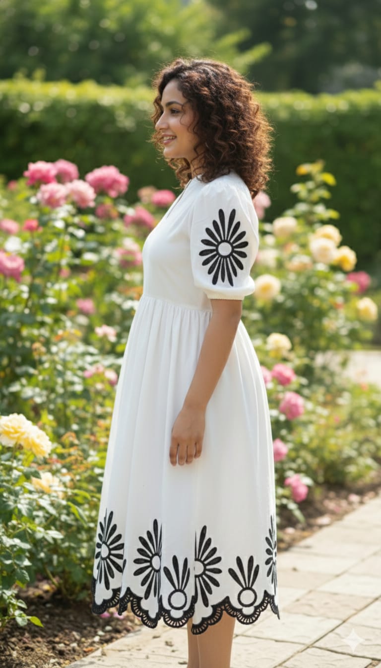 Henna -White Elegent Midi Western Wear