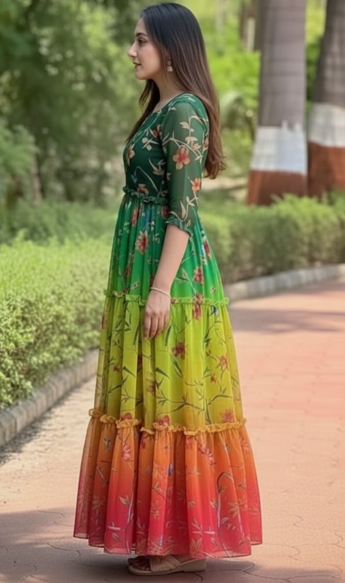 Parinda-Long Western Dress