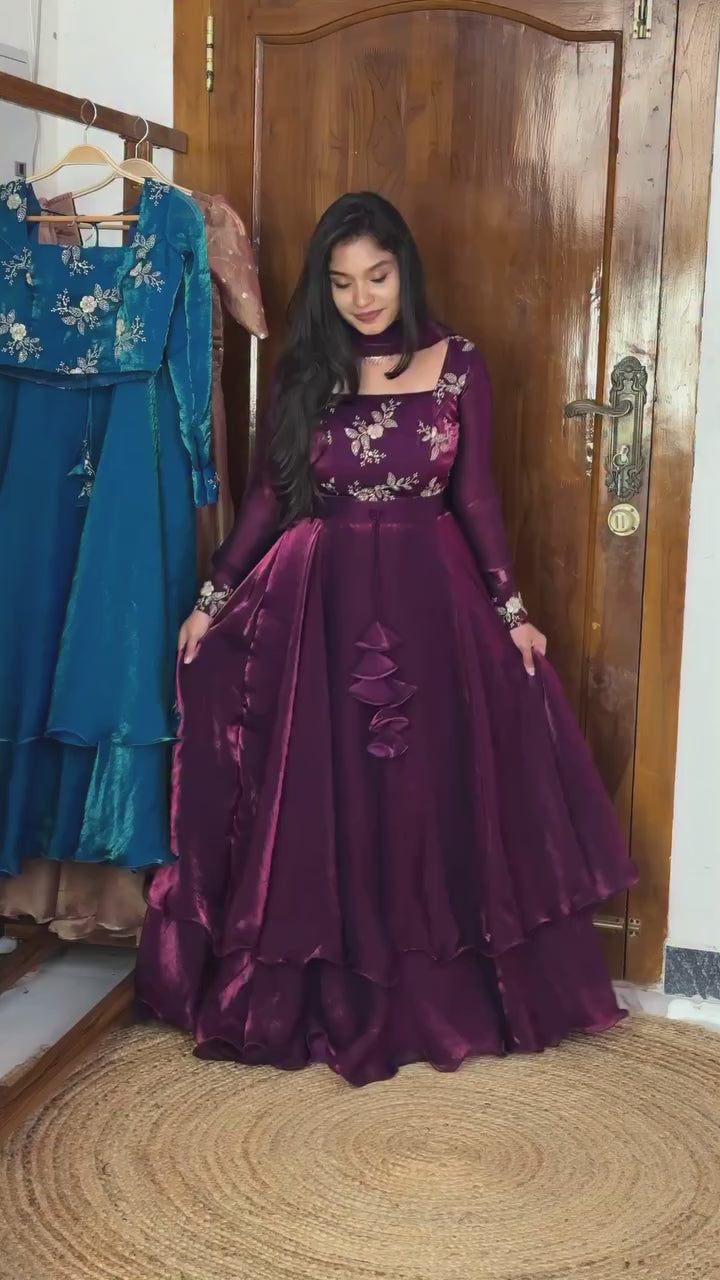 Adhira-Designer Heavy Fancy Embroidered Peplum Lehenga with Dupatta set