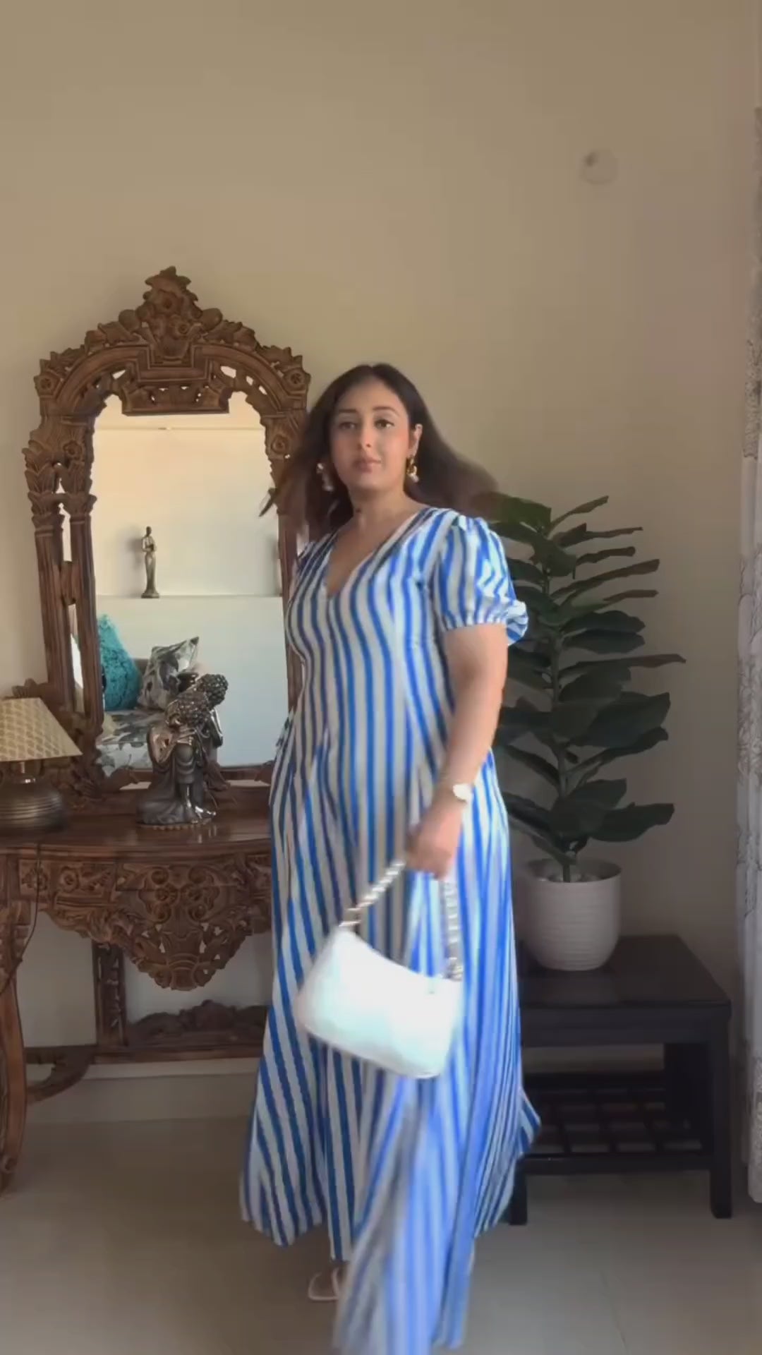 BlueBerry-Stylish A-line Long Western Dress
