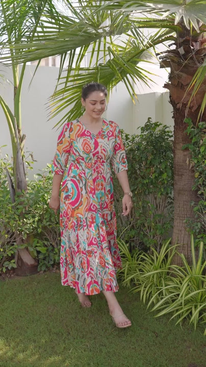 Elara-Long flare casual / festive wear dress