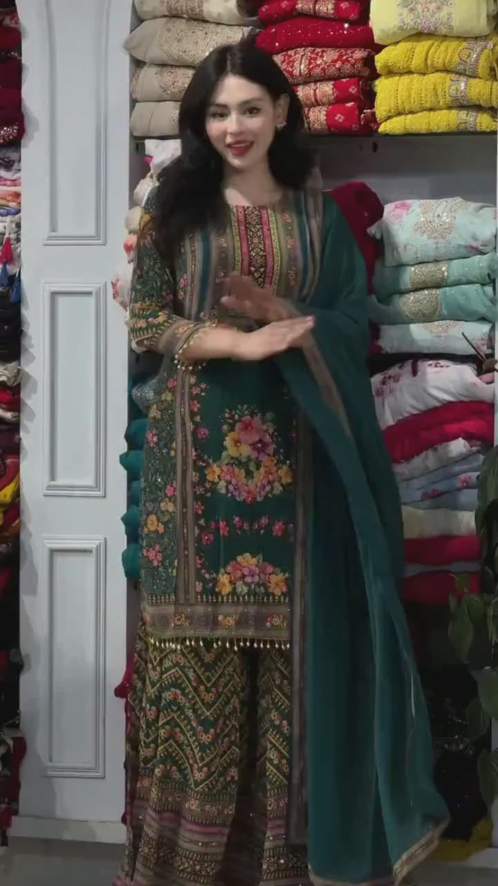 Aapsee  Pakistani Heavy Fancy Plazzo Pair With Dupatta  Set