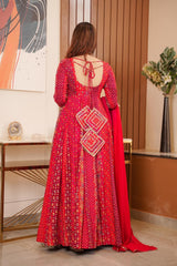 MUSKAAN HEAVY DESIGNER RED ANARKALI GOWN WITH DUPATTA SET